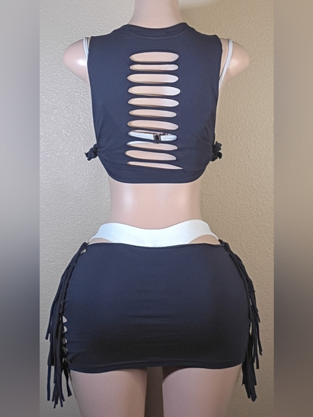 Blue 'Heaven Made' Custom Cut-Out Two-Piece Skirt Set - Picture 5 of 5